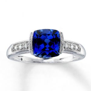 Jared Lab-Created Sapphire Ring Cushion- Cut 10K White Gold- Sapphire.jpg